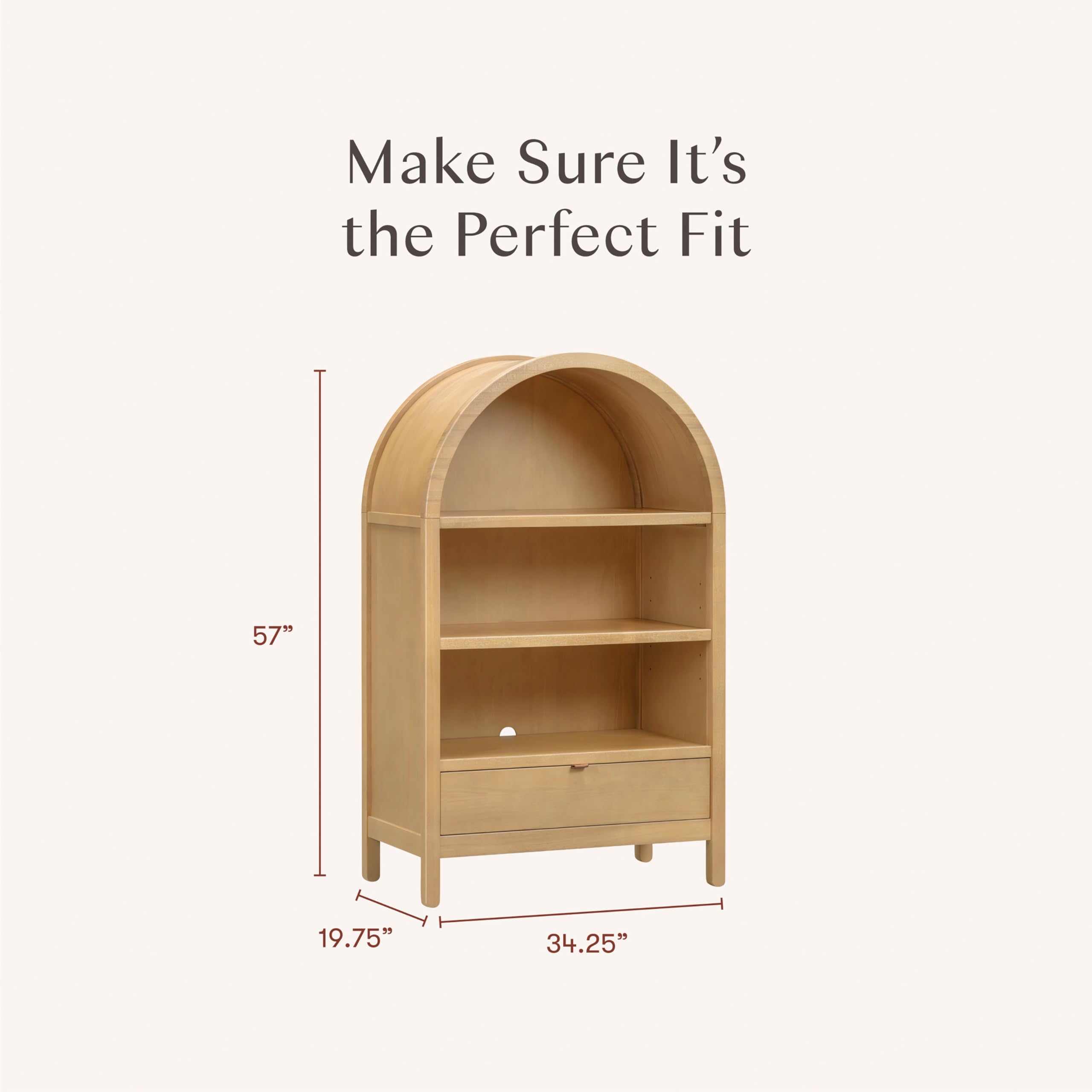 Bondi 3-Shelf Bookcase with Drawer - Honey Wood Finish