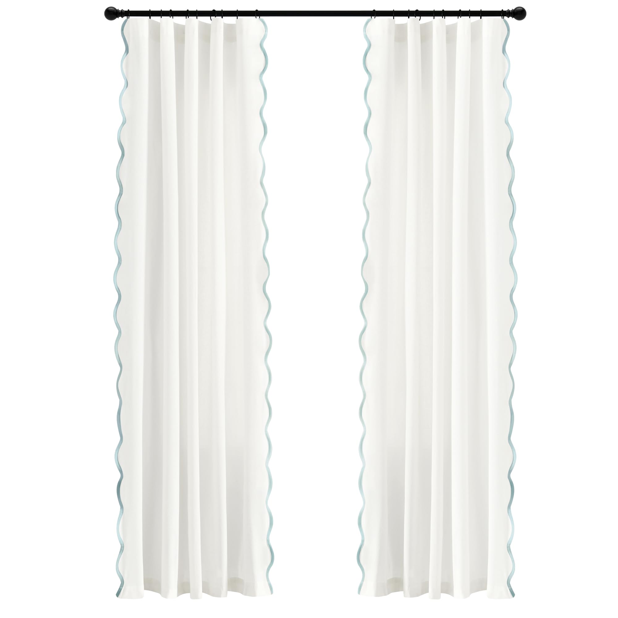 Coastal Chic Scalloped Edge Light Filtering Window Curtain Panels Pair