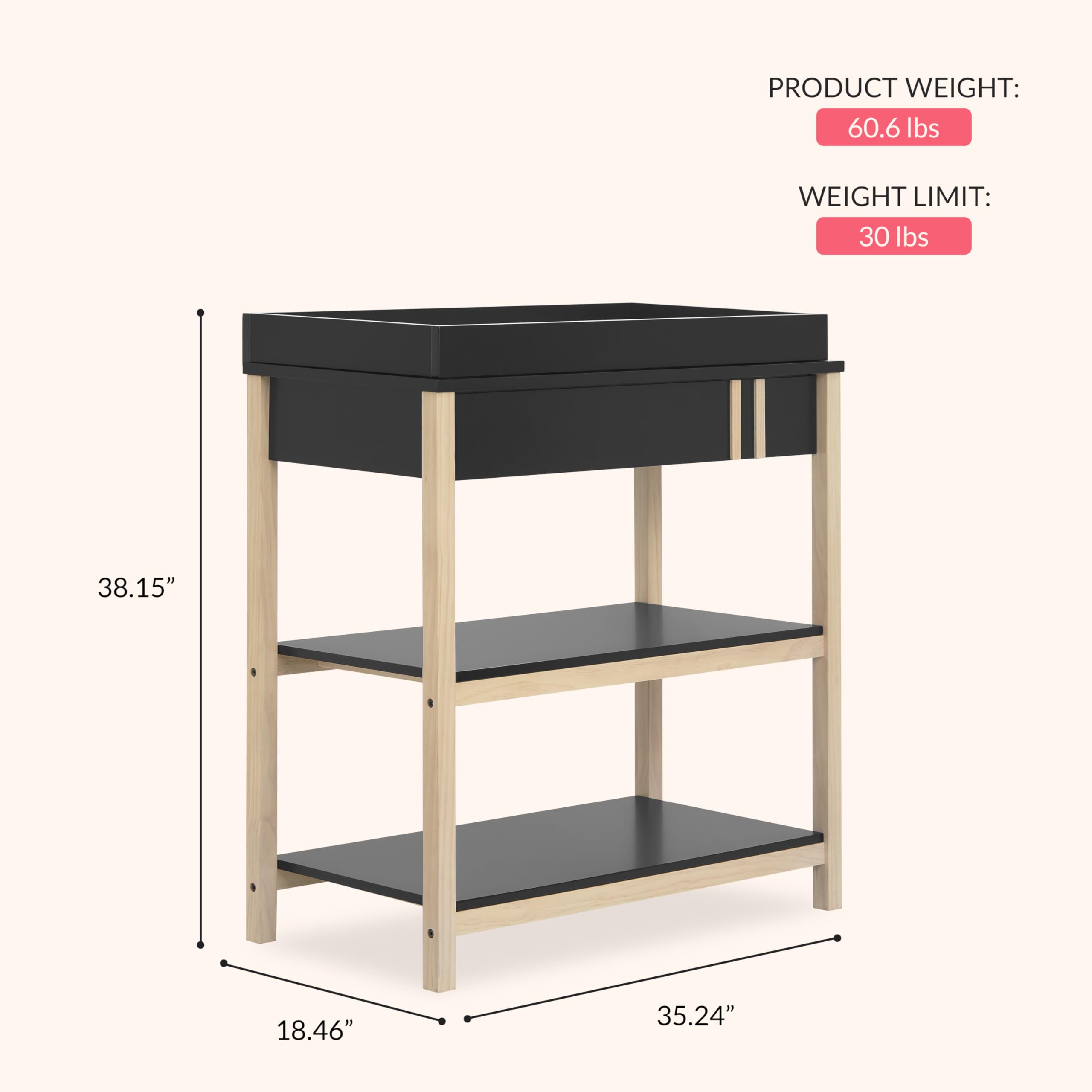 Baby Changing Table with Storage Shelves