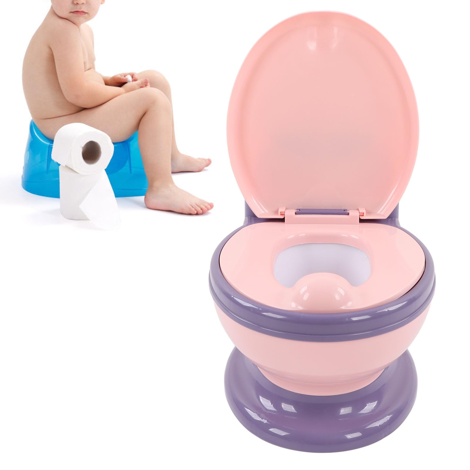 Baby Toilet, Baby Potty, Potty Training Toilet, Emulational Large Size Universal Detachable Removable Potty Pot Toddler Potty Chair for Toddler Infant Baby Kids(Pink Purple)