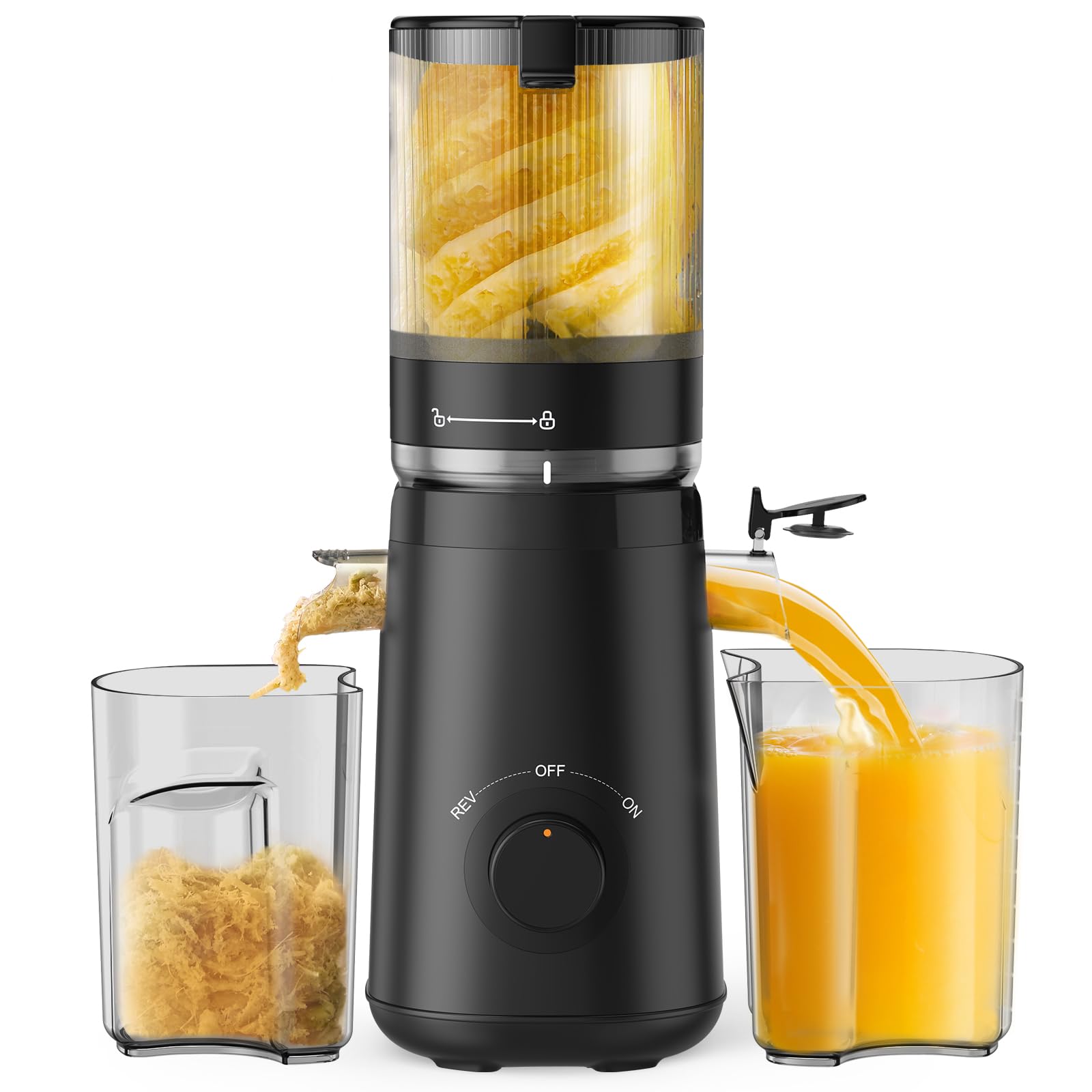 Cold Press Juicer with 5.3" Extra Large Feed Chute Fit Whole Fruits & Vegetables Easy