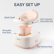 usbettas 3 in 1 Potty Training Toilet, Dinosaur Toddler Potty Training Seat for Boys Girls with Comfortable Cushion, Easy-to-Clean and Anti-Slip Potty Training Step Stool for Toilet (Pink)