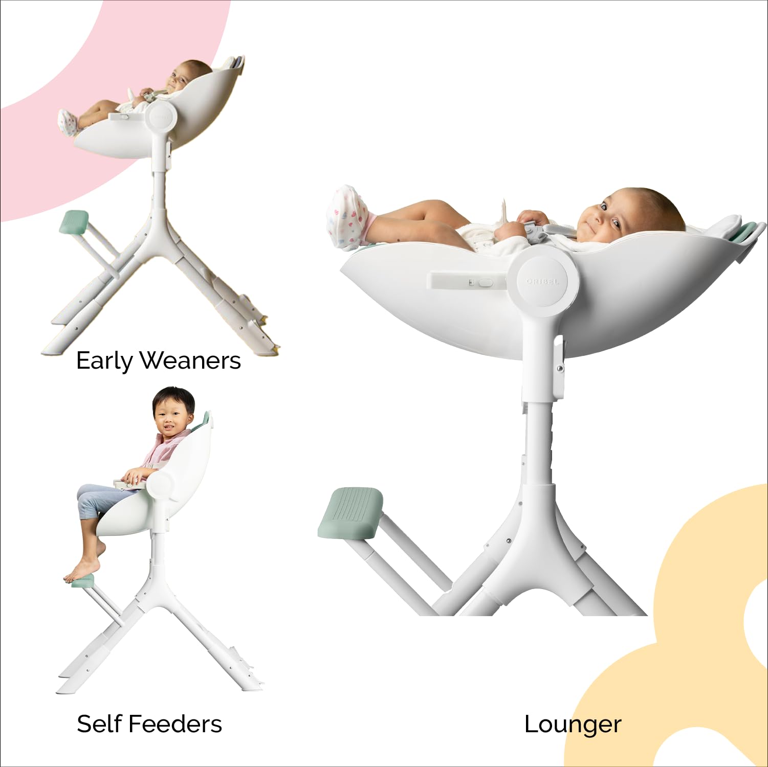 Convertible High Chair & Baby Lounger with Reclining Positions