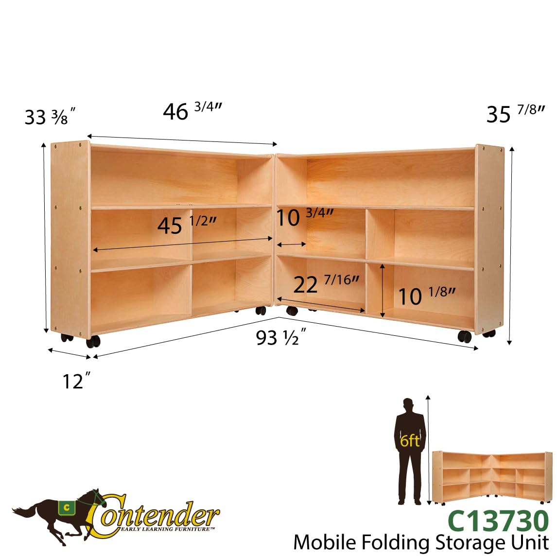 Large Folding Mobile Storage Organizer with Rolling Casters