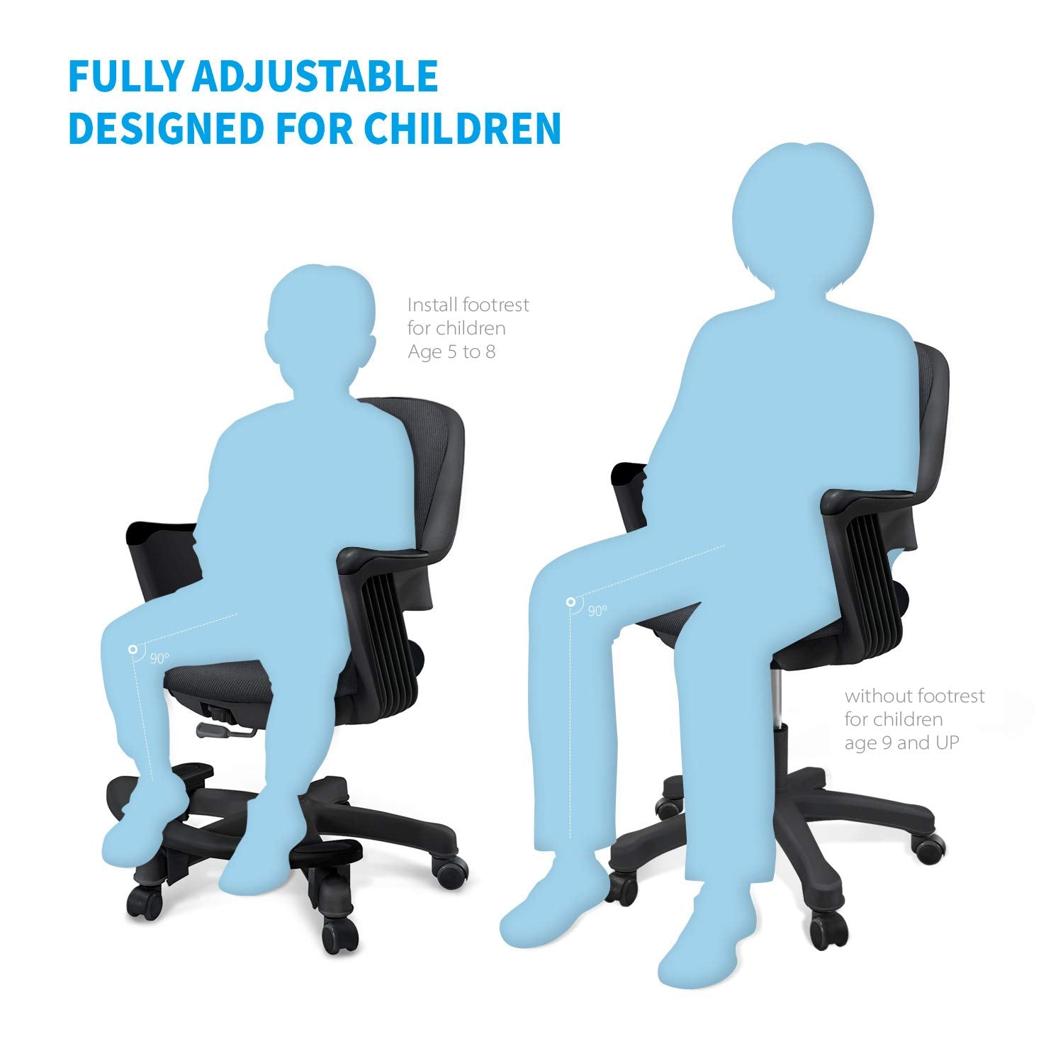 Ergonomic Kids Desk Chair with Footrest