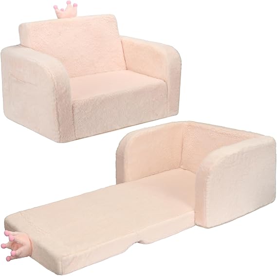 Toddler Couch, 2-in-1 Kids Sofa Fold Out, Convertible Sofa to Lounger