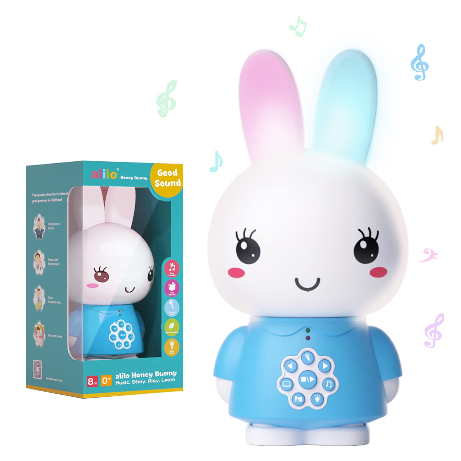 Bunny Baby Audio Player - Toy w/Chewable Teether Ears, Colorful Lights