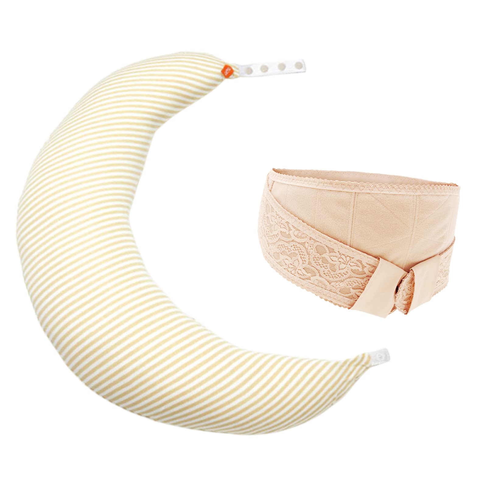 Pregnancy Belly Support Band (L, Nude) & Maternity Nursing Pillow Bundle