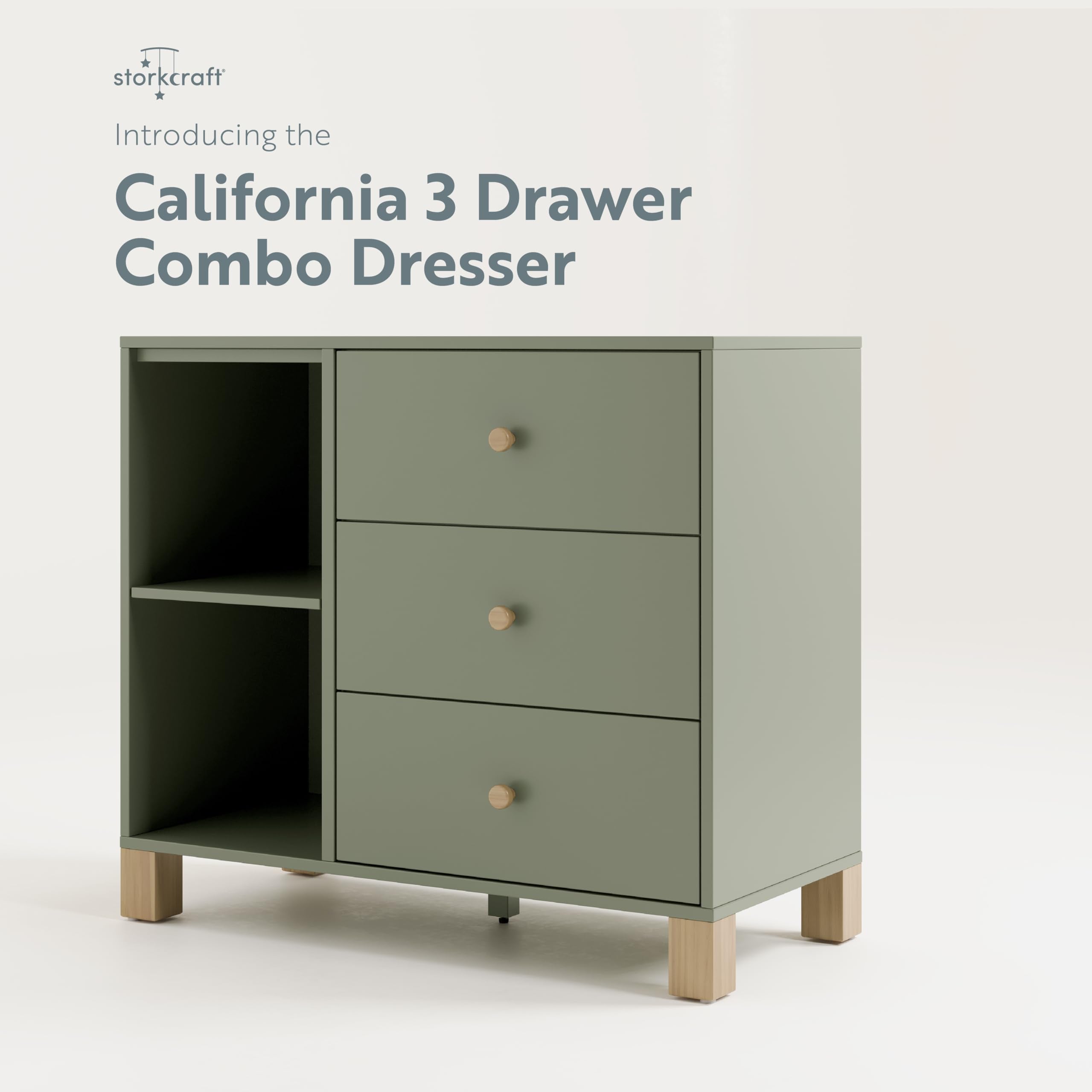 California 3 Drawer Combo Dresser (Olive with Driftwood)