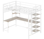 Loft Bed with Desk with Charging Station & LED Lights, Loft Bed Twin Size