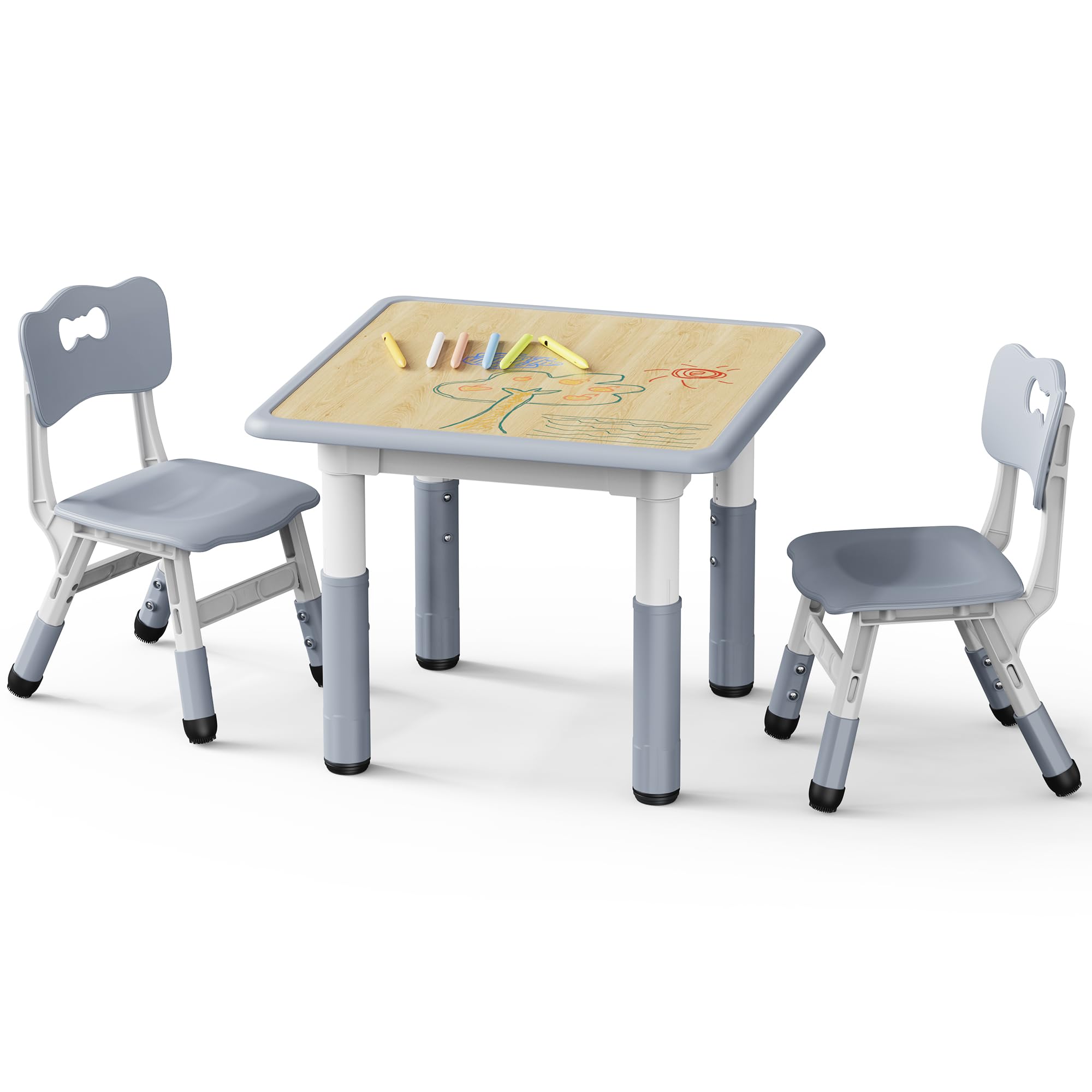Height Adjustable Kids Table and 2 Chairs Set