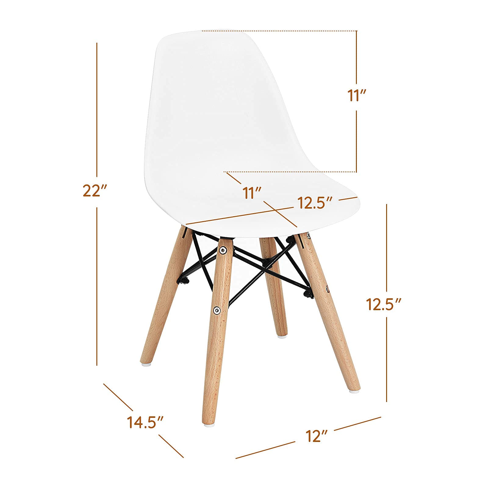Kids Mid-Century Modern Desk Chair Set - 4 Pack White Toddler Chairs