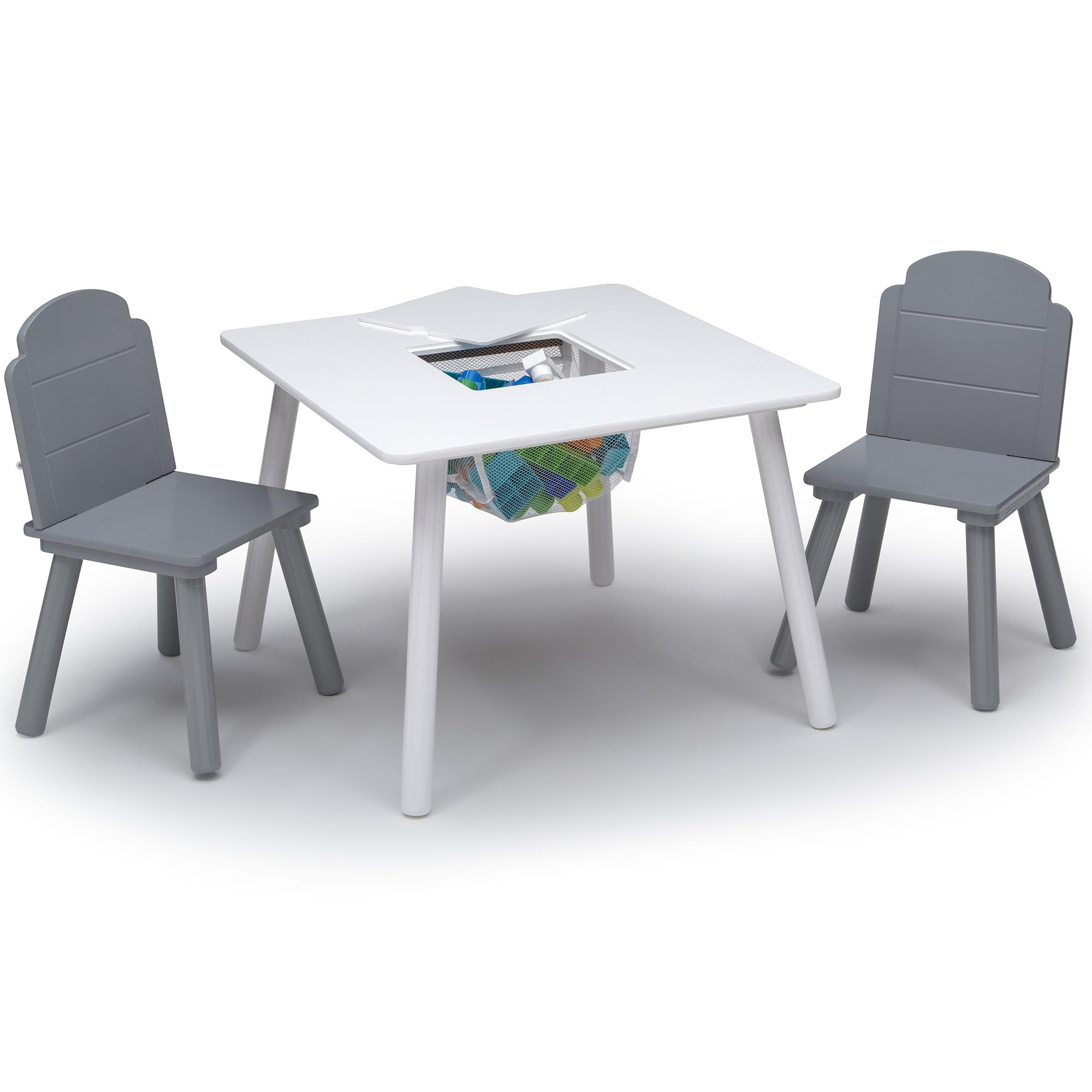 Finn Table and Chair Set with Storage, White/Grey