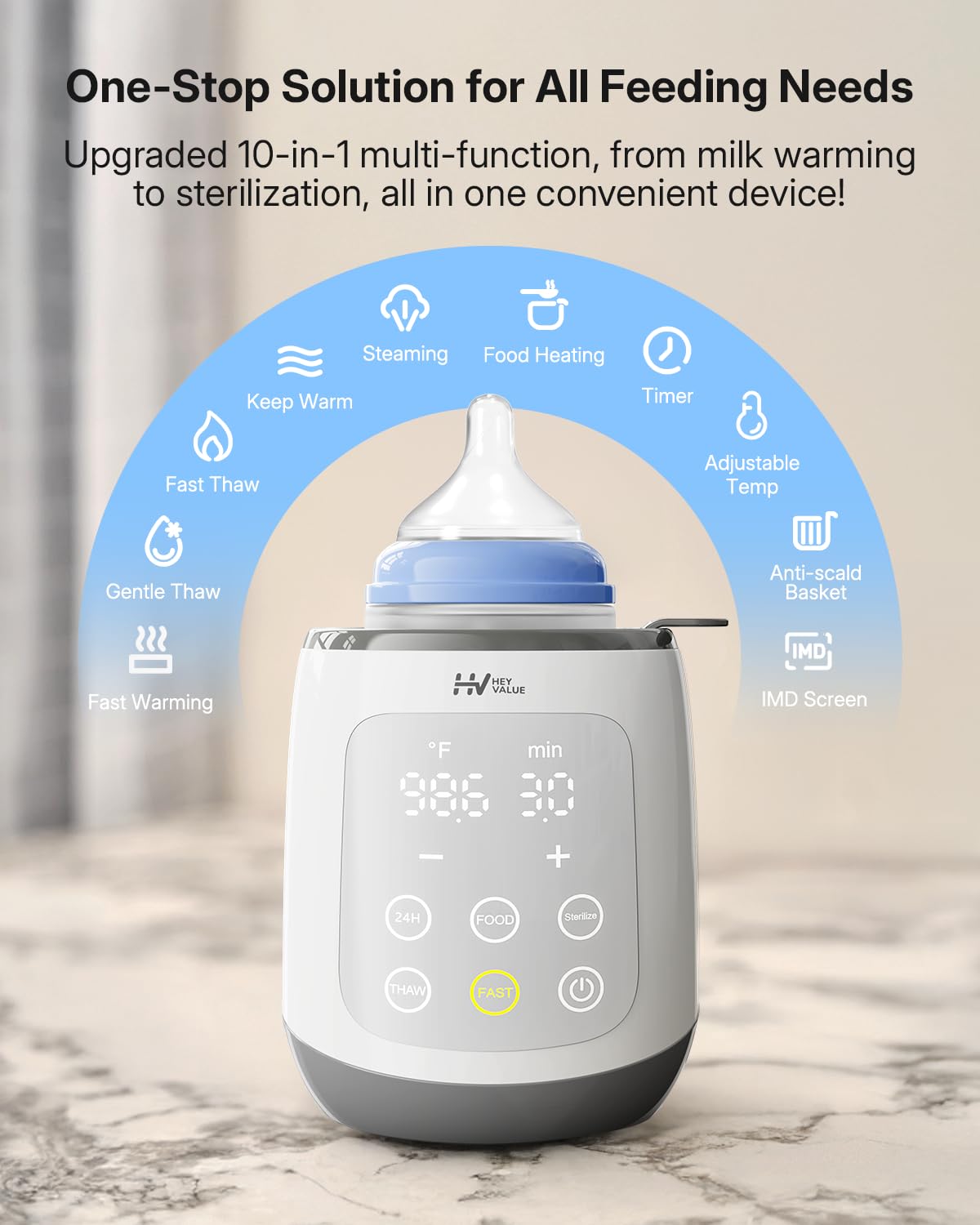 Bottle Warmer, 10-in-1 Fast Baby Bottle Warmer for Breastmilk