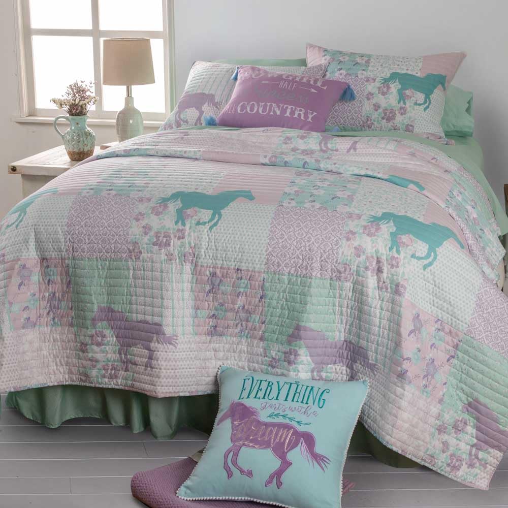 Cowgirl Princess Pony Patchwork Bedding Set Queen