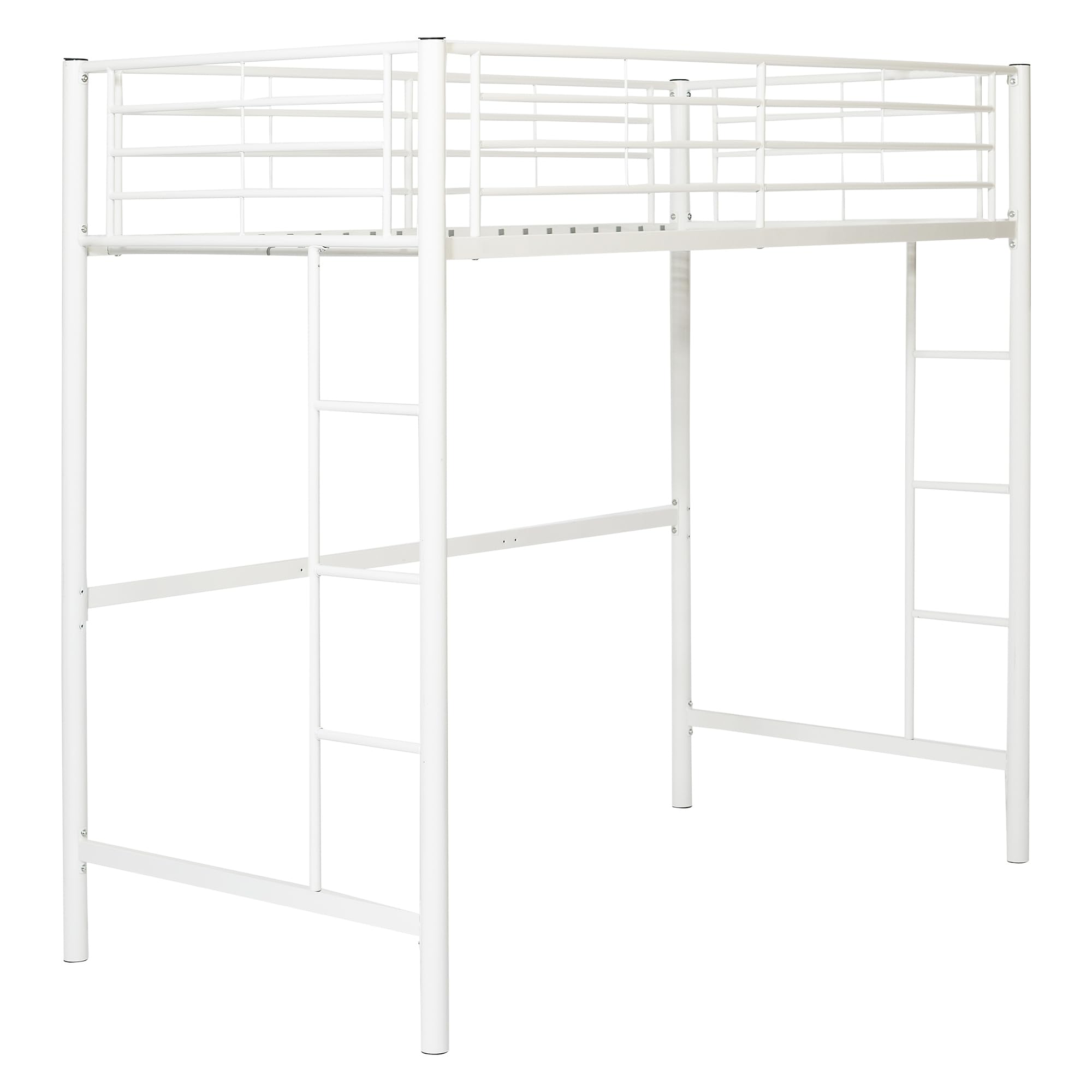 Timothee Urban Industrial Metal Twin over Loft Bunk Bed, Twin Size, White