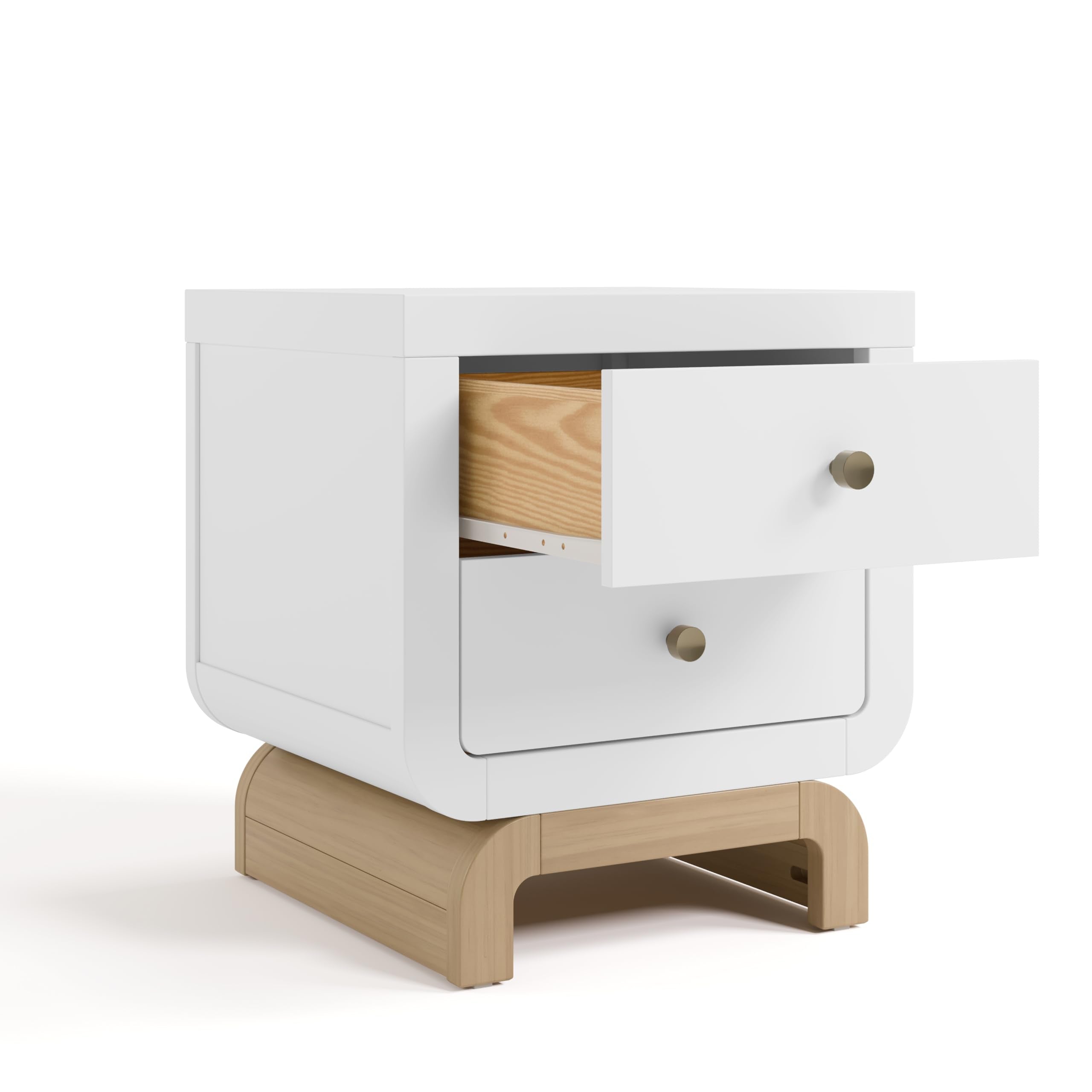 2 Drawer Nightstand with Curved Base for Kids Bedroom