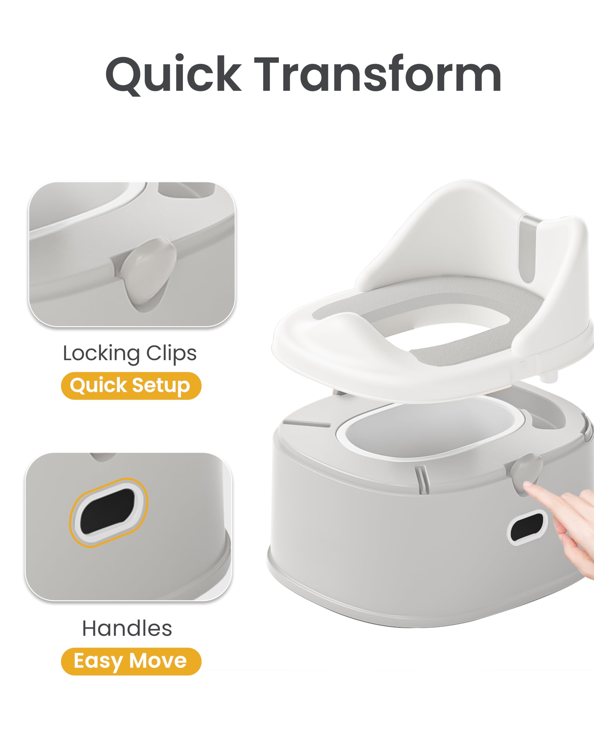 3-in-1 Toddler Potty Training Toilet for Boys and Girls with Soft Cushion Multi-use Baby Potty Chair for Toddlers 1-3 Training Potty Seat Toddler Toilet Baby Potty Training Seat with Step Stool