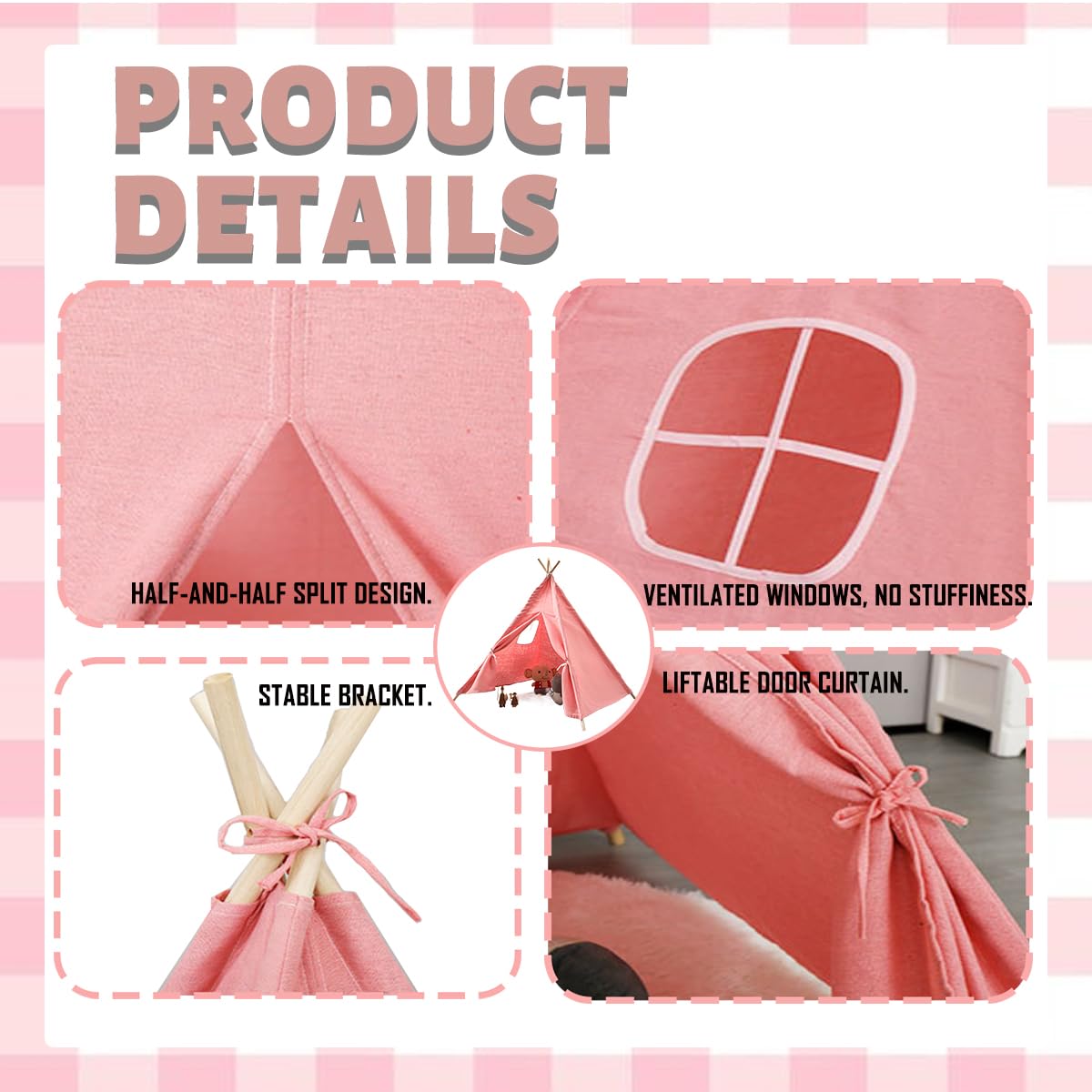 Kids Teepee Tent Set 6 Pack Indoor Outdoor Play Tent