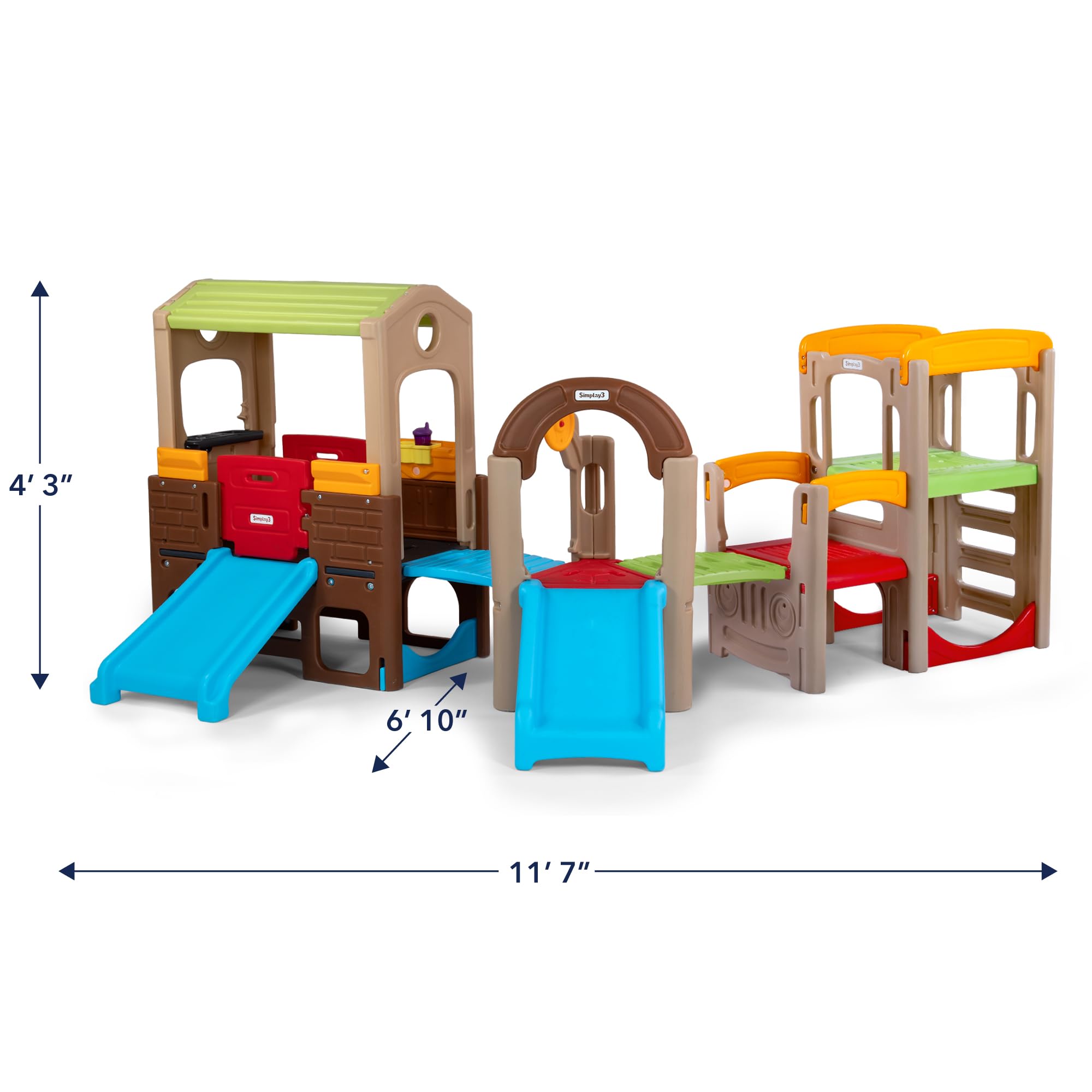 Modular Outdoor Play System with Slide and Climbing Features