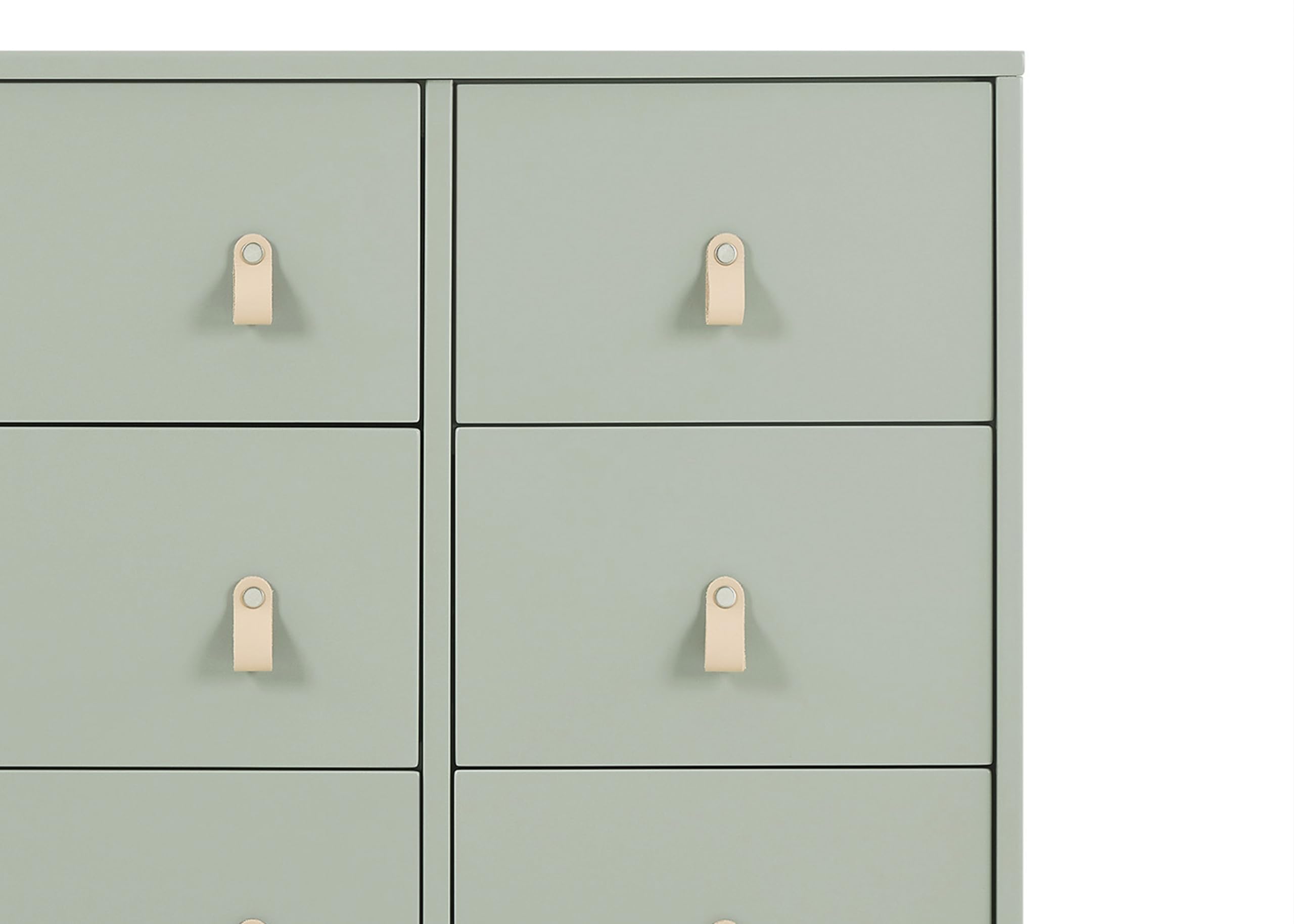 6 Drawer Dresser with Leather Pulls and Interlocking Drawers