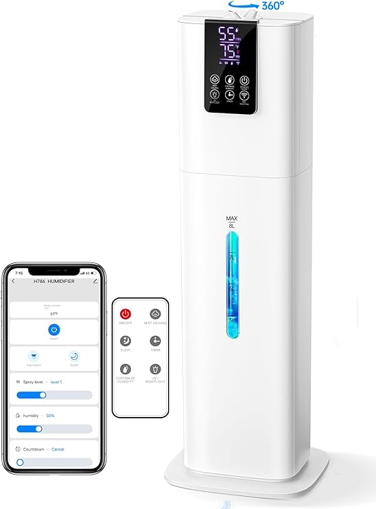8L Smart Humidifiers for Bedroom Large Room