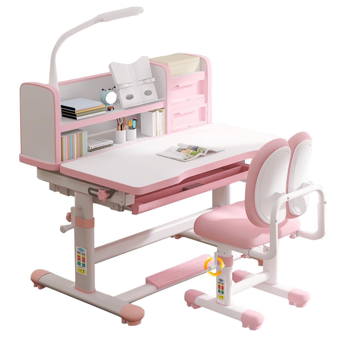 Height Adjustable Kids Study Desk and Chair Set