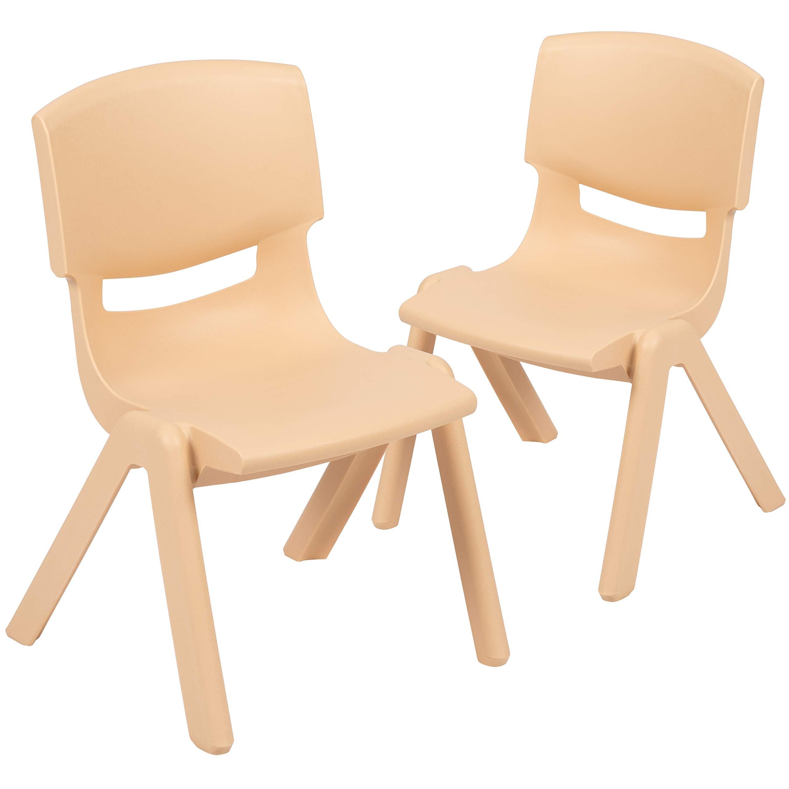 2 Pack Natural Plastic Stackable School Chair with 10.5"