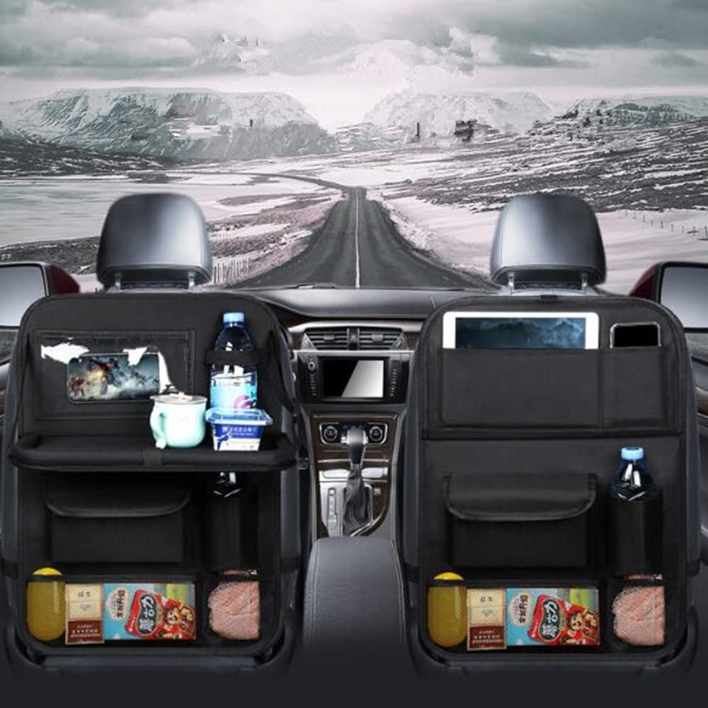 2 Pack Car Seat Back Organizer and Storage with Touch Screen Tablet Holder