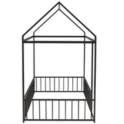 Twin Floor Bed Frame, Metal Montessori Floor Bed Twin with Fence for Boys