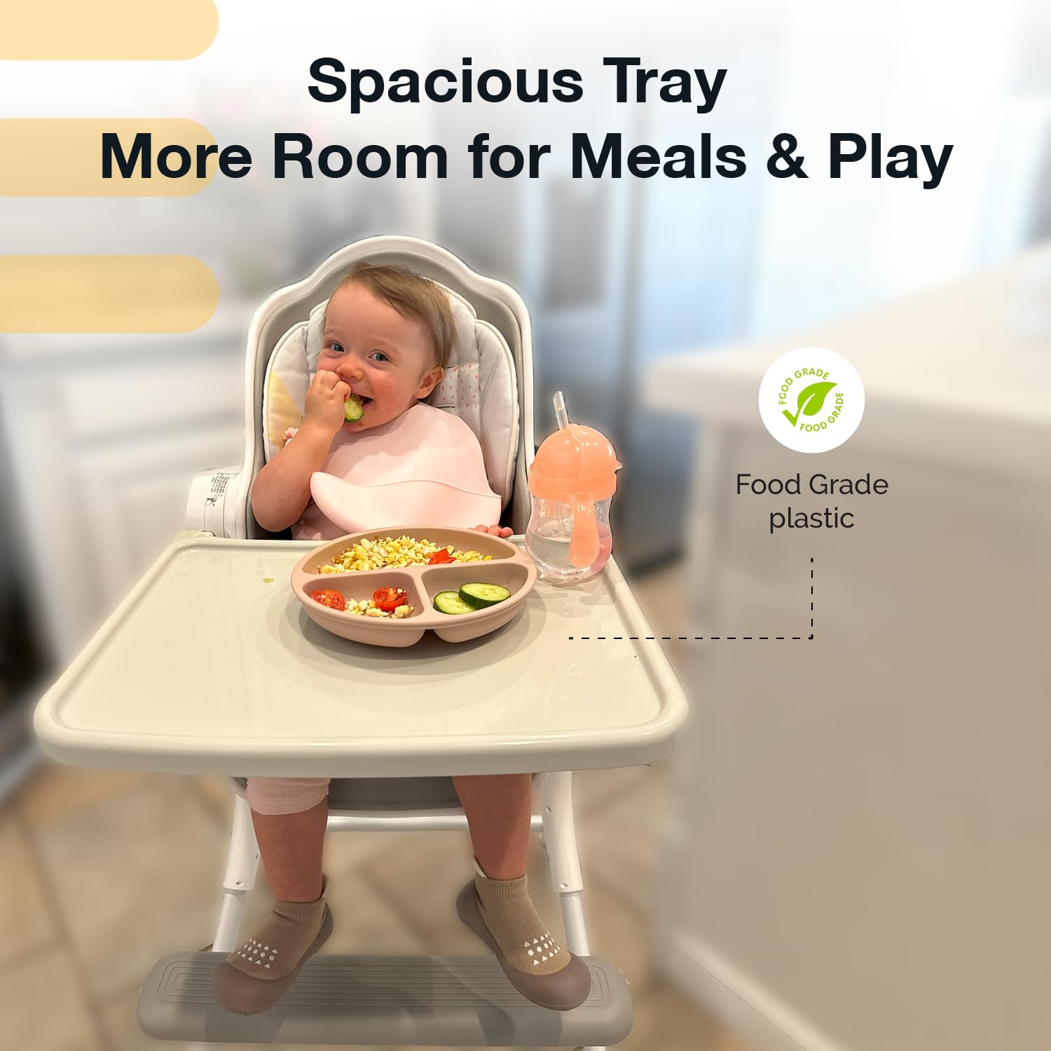 Convertible High Chair with Lounger Mode for Newborn to Toddler