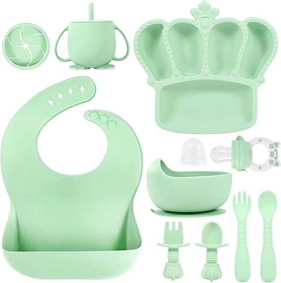 Silicone Baby Feeding Set 10 Pcs Baby Led Weaning Supplies Suction Bowl Divided