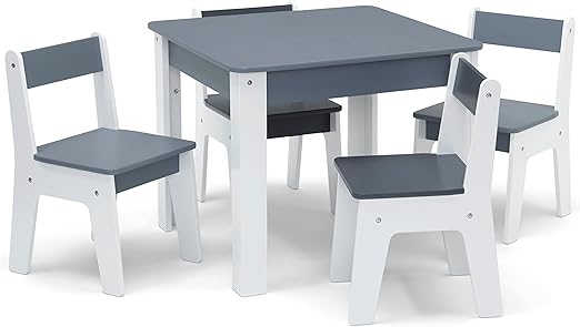 Table and 4 Chair Set - Greenguard Gold Certified, Navy/Natural