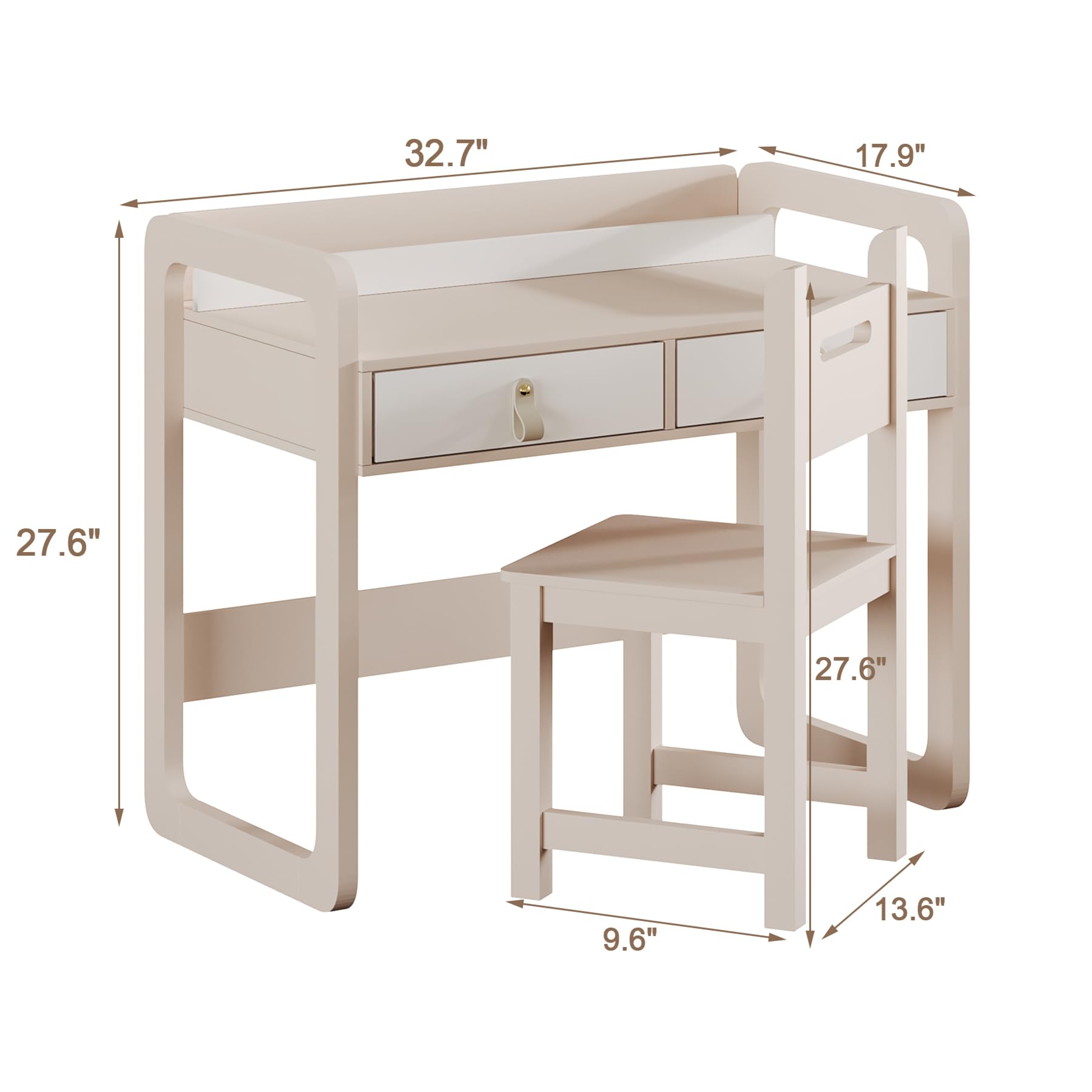 Kids Desk and Chair Set with Storage Drawers
