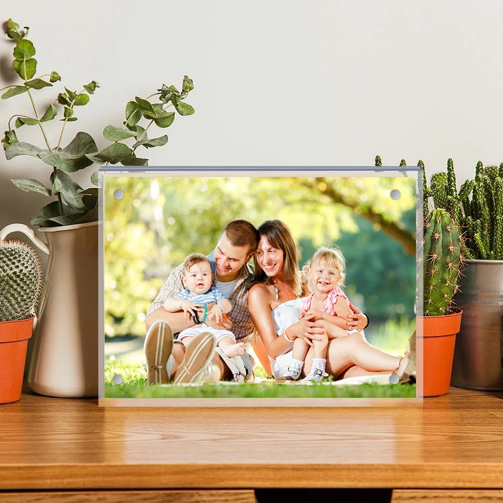 5 x 7 Acrylic Picture Frames 8 Pack, Clear Picture Frames Frameless Magnetic Picture