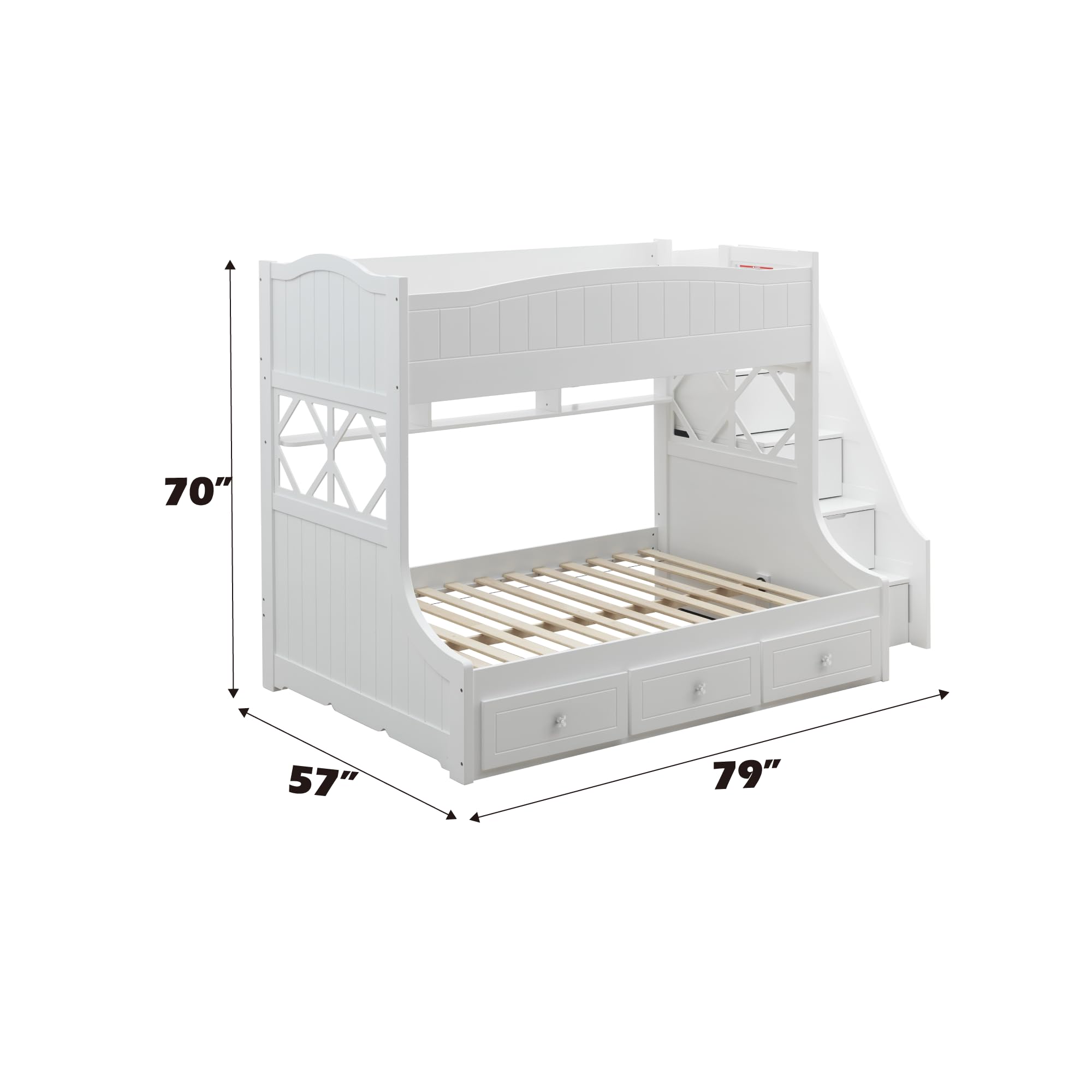 Twin/Full Bunk Bed with Storage Ladder and Drawers