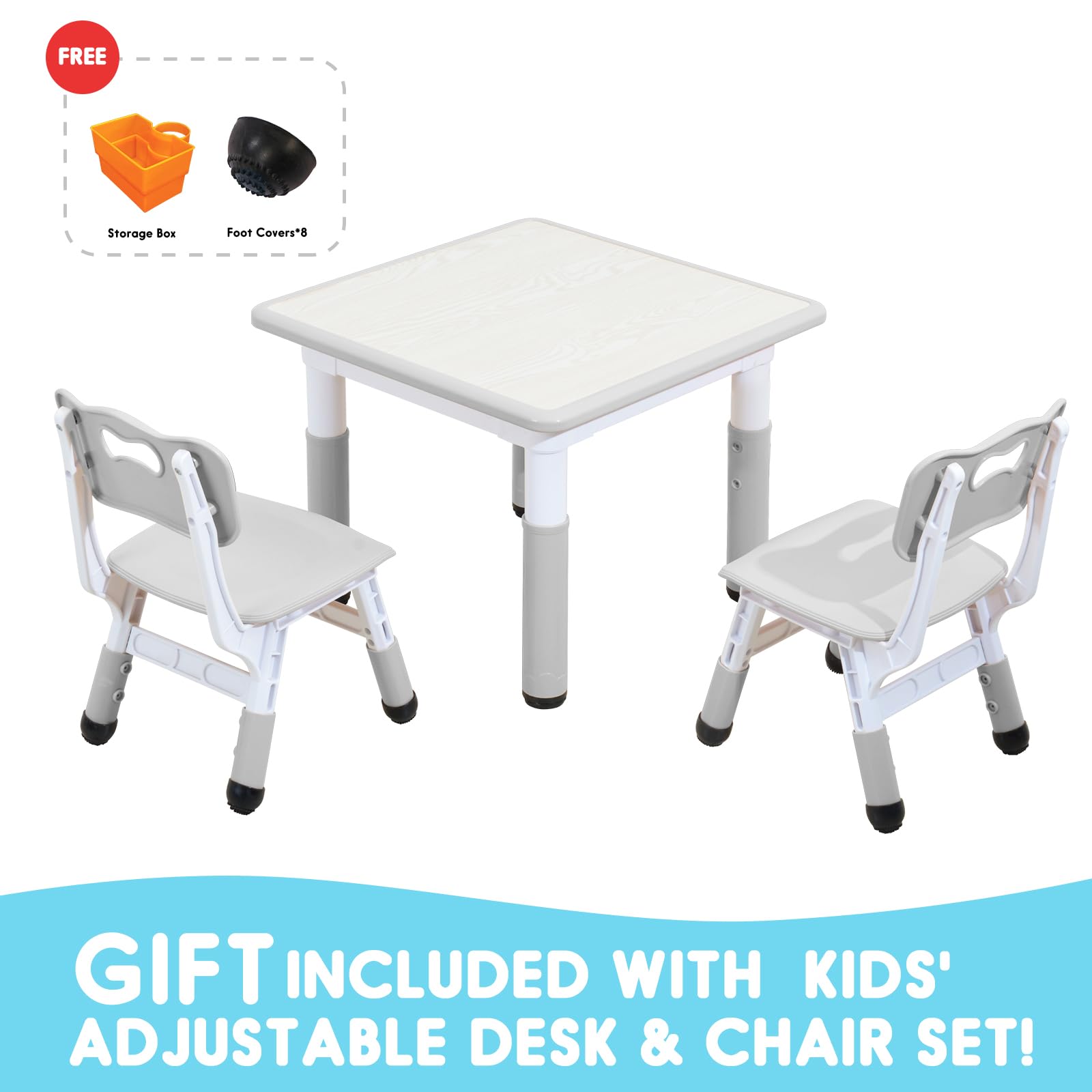 Kids Table and Chair Set with Adjustable Height