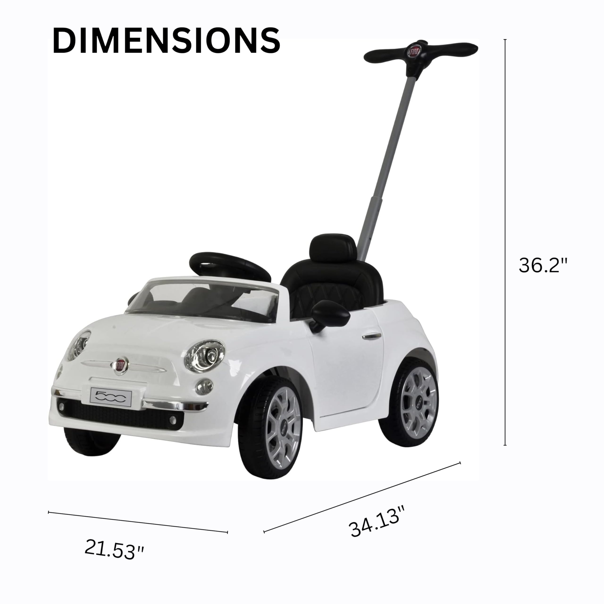 Fiat 500 Push Car Stroller with Adjustable Handle