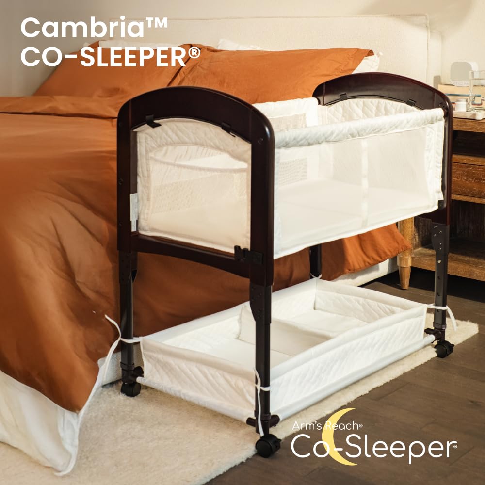 Cambria Bedside Bassinet with Adjustable Height and Storage