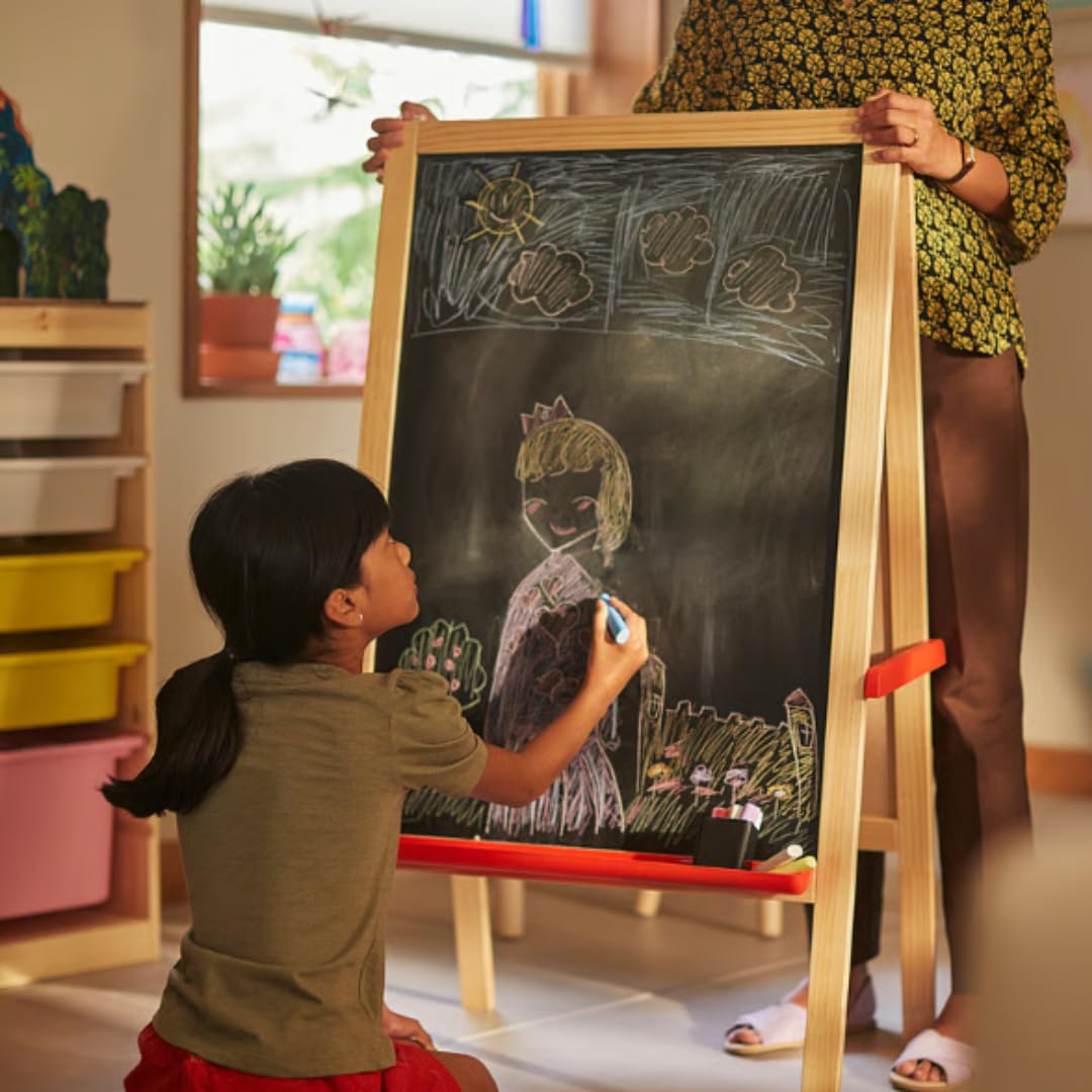 Kids Art Easel with Blackboard Whiteboard Canvas Folding Portable