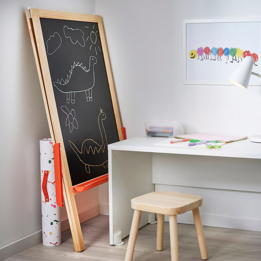 Kids Art Easel with Blackboard Whiteboard Canvas Folding Portable