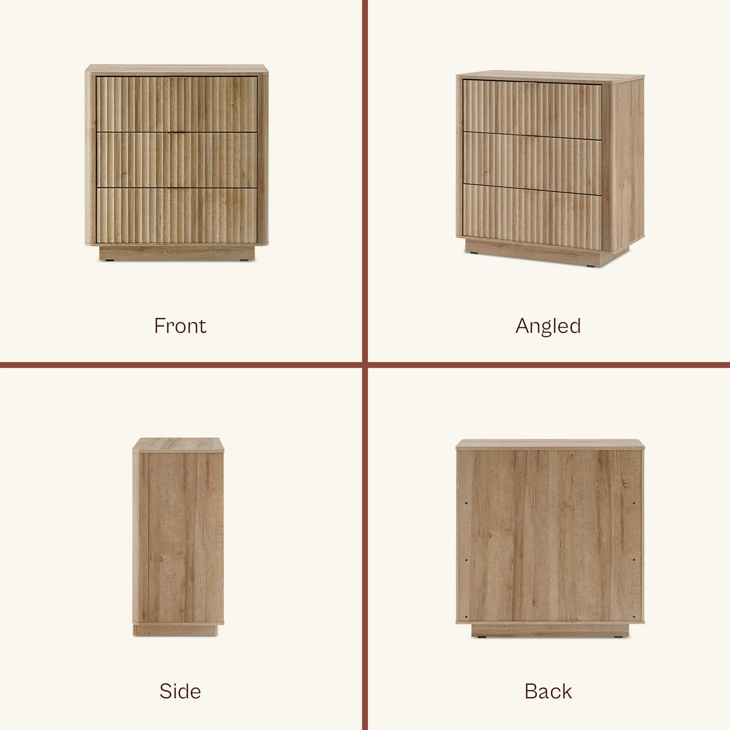 3 Drawer Dresser for Bedroom Wood Chest Organizer