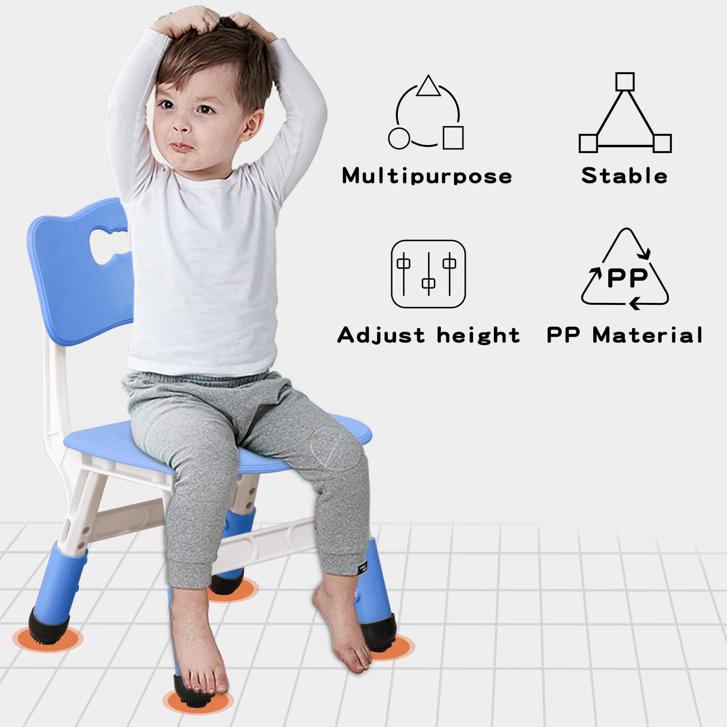 Adjustable Kids Chairs Set of 4 - Stackable Toddler Seating