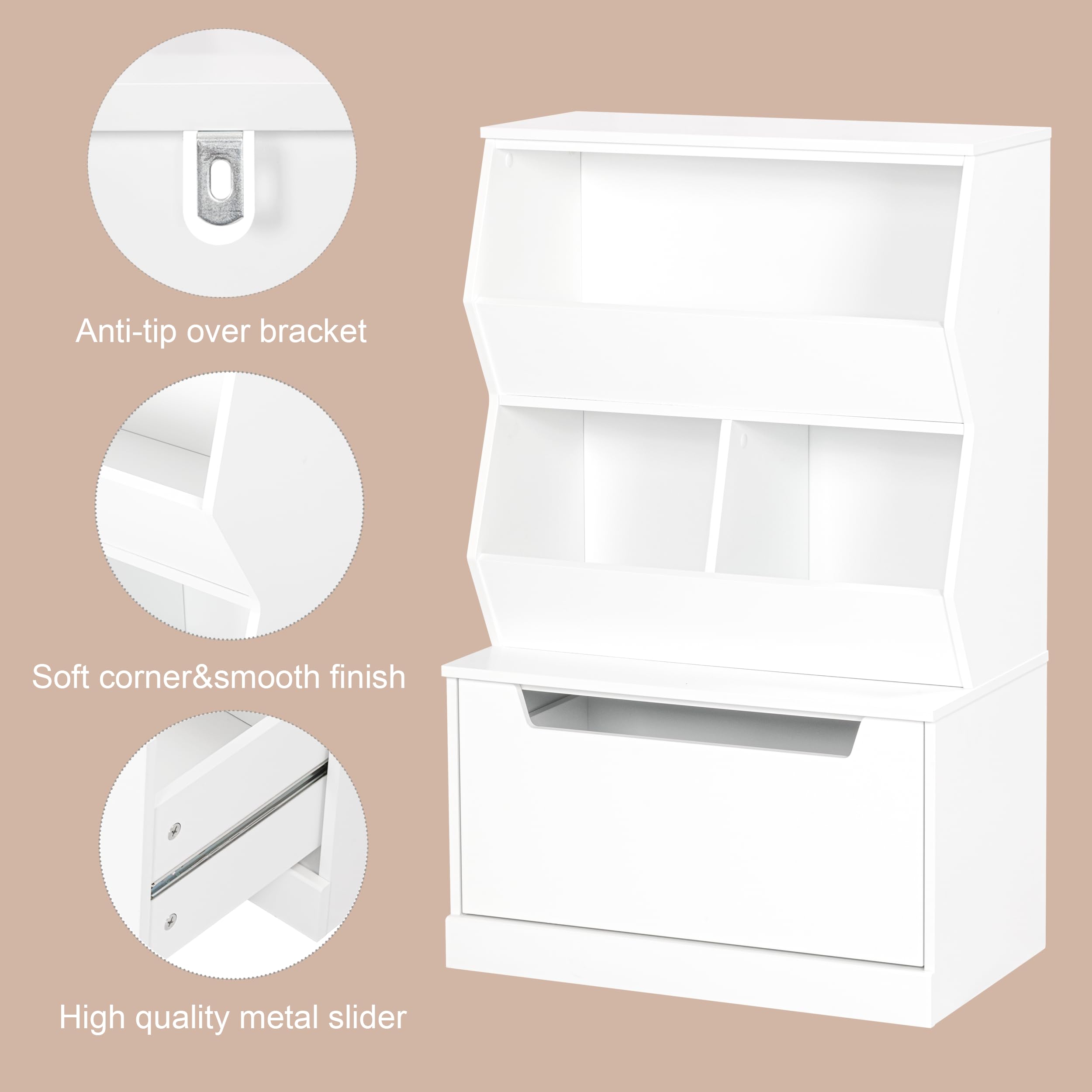 Kids Storage Cabinet with Drawer and Cubbies