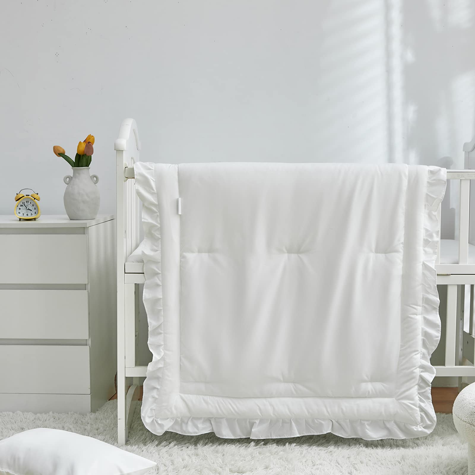 Ruffle Crib Bedding Set 3 Pieces White