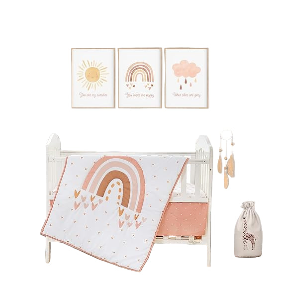 3 Piece Bedding Set for Boy Girls, Jacquard Tufted Geometric Crib Set