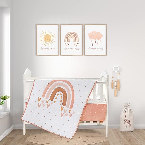 3 Piece Bedding Set for Boy Girls, Jacquard Tufted Geometric Crib Set