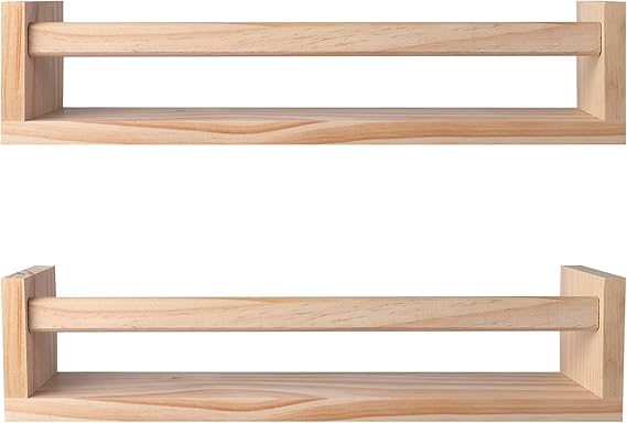 Book Shelves for Wall Set of 3，Natural Wood Wall Bookshelves