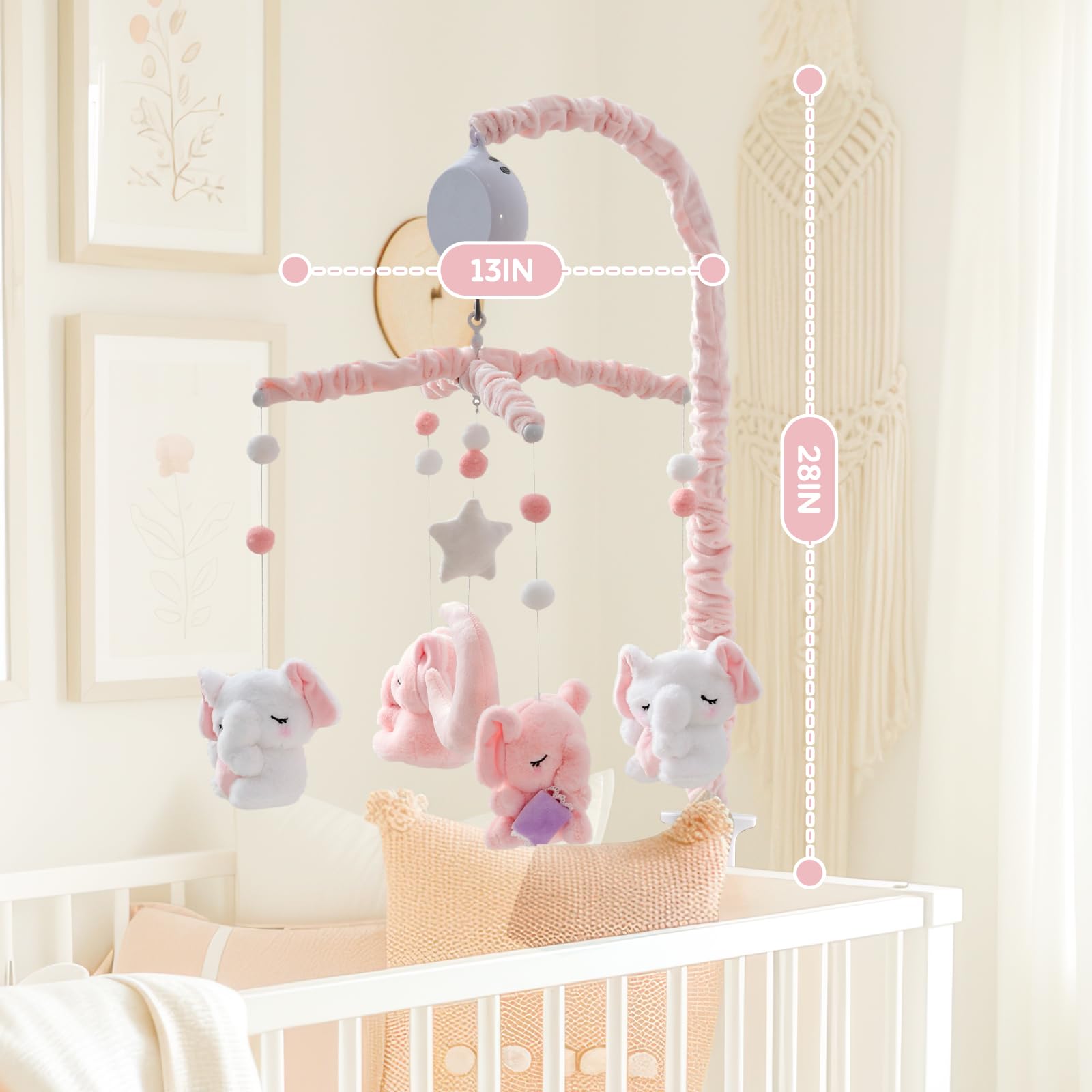 Elephant Crib Mobile with Musical Box