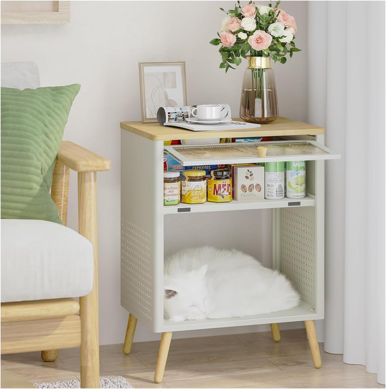 Cute Nightstand, Small End Tables with Storage Drawer